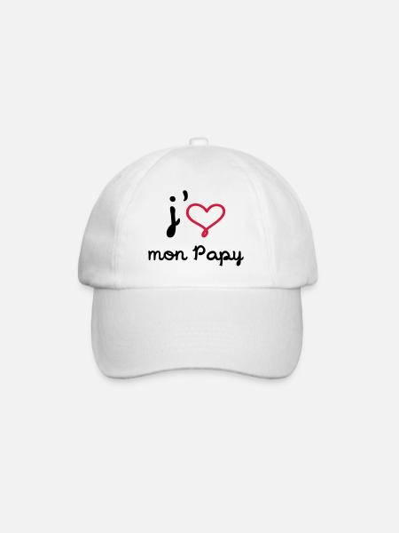 J'aime mon Papy [ Bébé / Naissance ] - Casquette classique - blanc/blanc