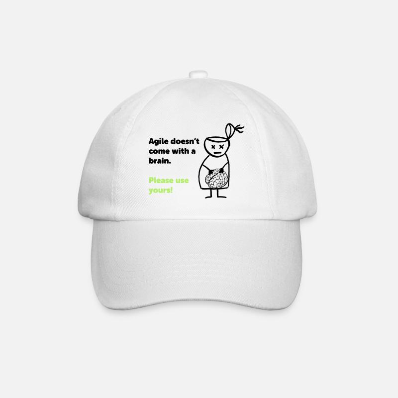 Agile doesn't come with a brain - please use yours - Baseballkappe - Weiß/Weiß