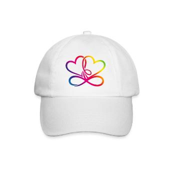 Zwei Herzen Regenbogen Infinity Love CSD LGBT - Baseballkappe - Weiß/Weiß - Vorne
