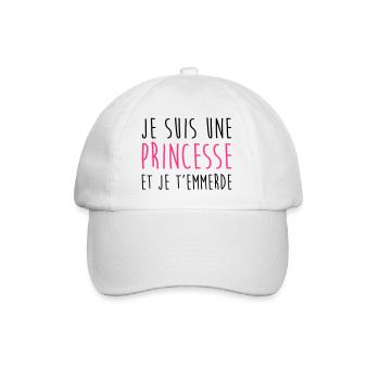 Je suis une Princesse et je t'emmerde Fille Femme - Casquette classique - blanc/blanc - Devant