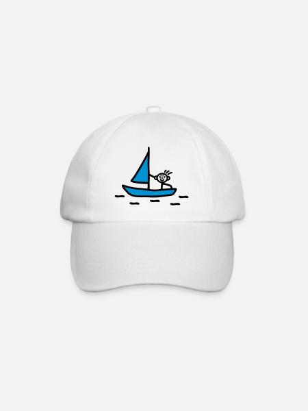 Strichmännchen segeln - V2 - Baseballkappe - Weiß/Weiß