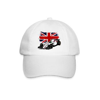 Racecar - Rennauto - Union Jack - UK Flag - Baseballkappe - Weiß/Weiß - Vorne