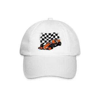 Racecar - Rennauto - Racing Flag - Baseballkappe - Weiß/Weiß - Vorne
