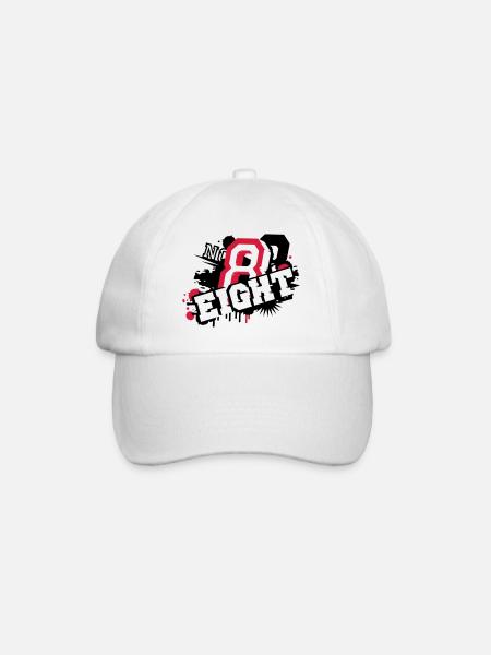 stylisches Nummer Acht Graffiti in 3D - Baseballkappe - Weiß/Weiß