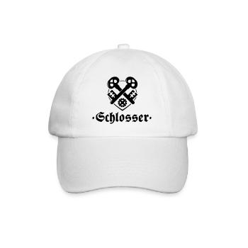 Schlosser, Zunftzeichen mit alter Schrift - Baseballkappe - Weiß/Weiß - Vorne