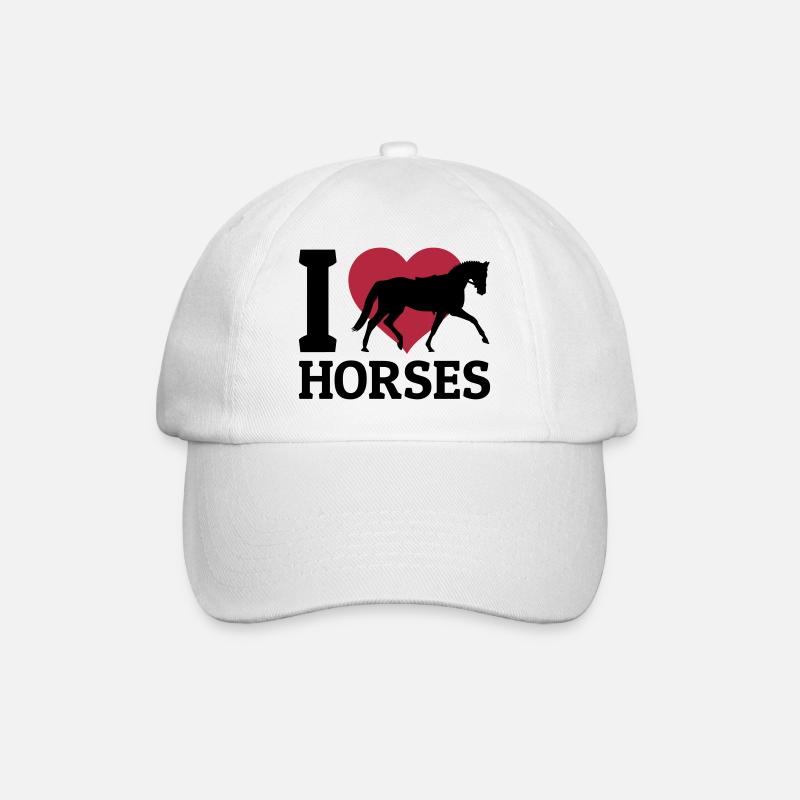 I love Horses - Baseballkappe - Weiß/Weiß