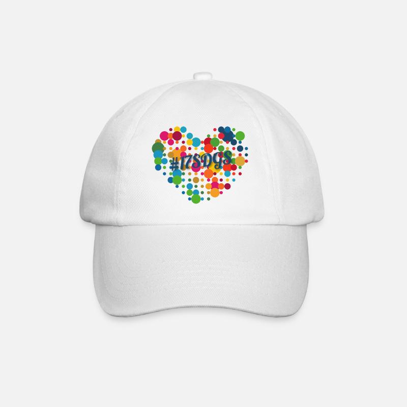 Buntes Herz Punktdesign - 17sdgs - Baseballkappe - Weiß/Weiß