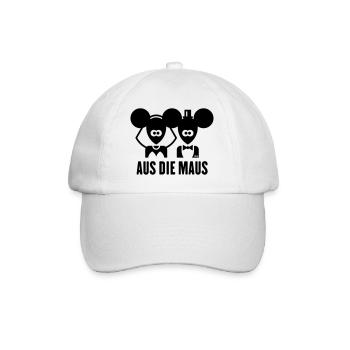 Aus Die Maus (JGA / Polterabend / Hochzeit) - Baseballkappe - Weiß/Weiß - Vorne