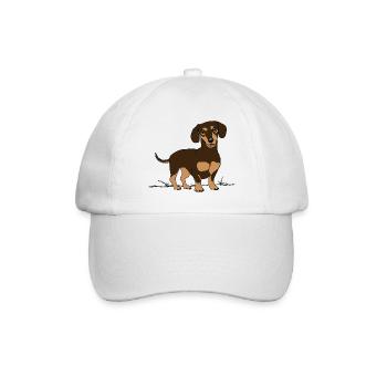 Dackel, Hund - Baseballkappe - Weiß/Weiß - Vorne