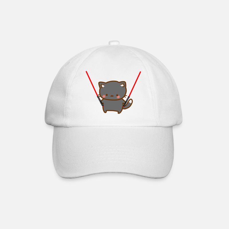 Chat mignon avec 2 sabres laser rouges - Casquette classique - blanc/blanc