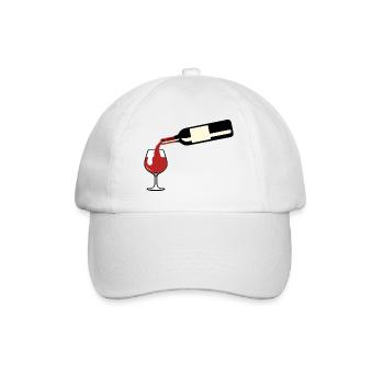 red wine bottle pours glass foot alcohol humor - Baseball Cap - white/white - Front