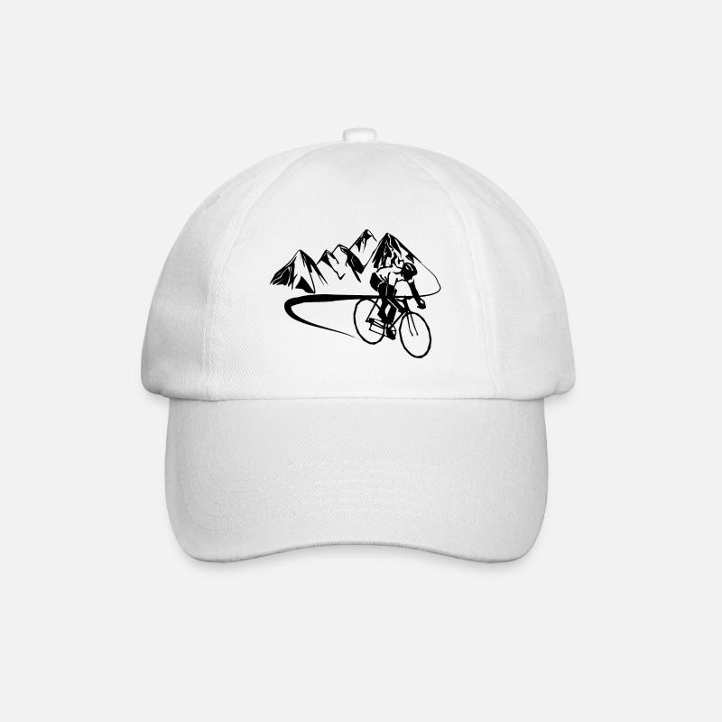 Fahrradfahrer in den Bergen - Baseballkappe - Weiß/Weiß