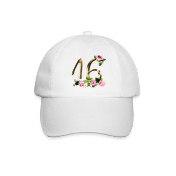 16 ans d’or Roses 16 anniversaire cadeau - Casquette classique - blanc/blanc - Devant