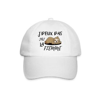 J'peux pas j'ai la flemme, vraiment trop la flemme - Casquette classique - blanc/blanc - Devant
