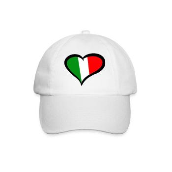 Italy Italia Italia grün weiß rot Love Herz Liebe - Baseballkappe - Weiß/Weiß - Vorne