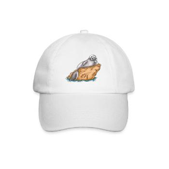 Meerverliebte Robbe | Yolo-Artwork - Baseballkappe - Weiß/Weiß - Vorne