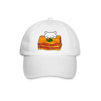 Mignon chat blanc mangeant une délicieuse cuisine italienne - Casquette classique - blanc/blanc - Devant