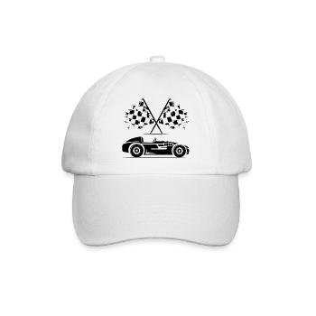 Vintage car old cars flag racing classic icon - Baseball Cap - white/white - Front