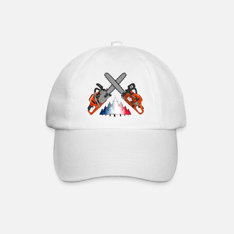 Kettensäge - Frankreich - Baseballkappe - Weiß/Weiß