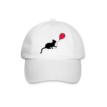 Roter Luftballon Kätzchen spielt - Baseballkappe - Weiß/Weiß - Vorne