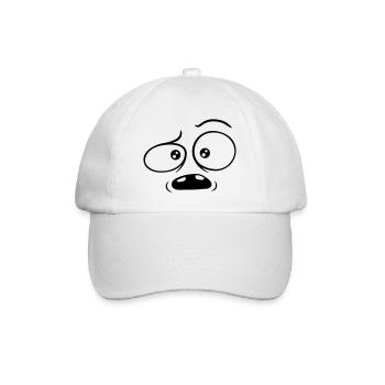 Verwirrtes skeptisches Comic Gesicht - Baseballkappe - Weiß/Weiß - Vorne