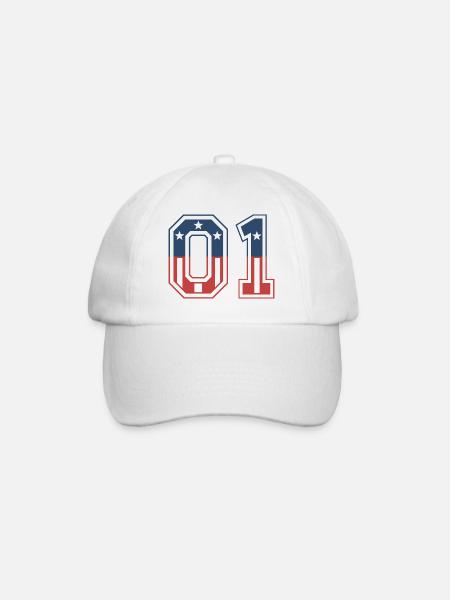 Number 01 USA - Baseball Cap - white/white