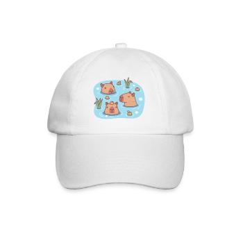 Cute Capybaras Chilling In Hot Spring With Oranges - Baseball Cap - white/white - Front