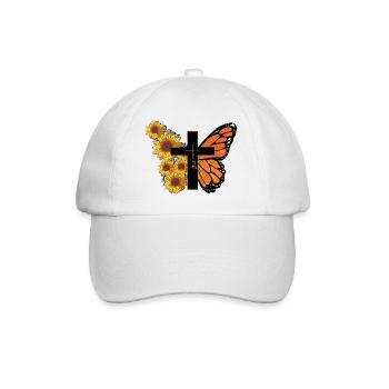 Schmetterling Blume Motivationsspruch Spruch Frau - Baseballkappe - Weiß/Weiß - Vorne