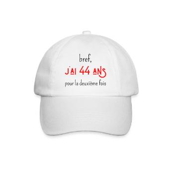 bref j'ai un 44 ans pour la deuxième fois - Casquette classique - blanc/blanc - Devant