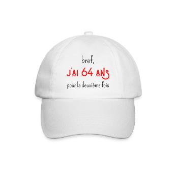 bref j'ai un 64 ans pour la deuxième fois - Casquette classique - blanc/blanc - Devant