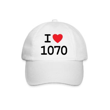 I love 1070 - Ich liebe Neubau Shirt - Baseballkappe - Weiß/Weiß - Vorne