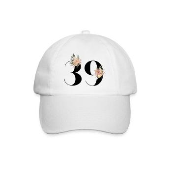 Blumen zum 39-jährigen Jubiläum (Geschenk von 39 Jahren) - Baseballkappe - Weiß/Weiß - Vorne