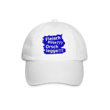 Fleisch esse? Orsch legge! - Baseballkappe - Weiß/Weiß - Vorne