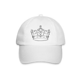 Krone König Königin Kaiser Majestät Vektor 12 - Baseballkappe - Weiß/Weiß - Vorne