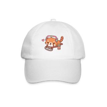 Süßer Red Panda Gamer chillt mit Videospielen - Baseballkappe - Weiß/Weiß - Vorne