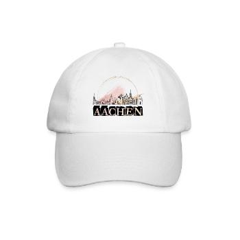 Aachen Deutschland Stadt Skyline Schrift Gold - Baseballkappe - Weiß/Weiß - Vorne