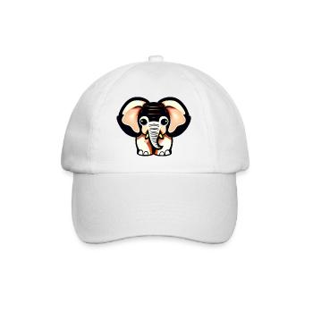Kleiner Elefant Cartoon niedlich Liebe Abenteuer 5 - Baseballkappe - Weiß/Weiß - Vorne