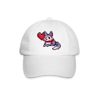 Pixelart Cat with Heart - Baseballkappe - Weiß/Weiß - Vorne