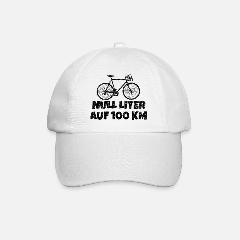 Null Liter auf 100 KM Rennrad (Vintage Schwarz) - Baseballkappe - Weiß/Weiß