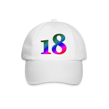 18, bunter farbverlauf, schenken - Baseballkappe - Weiß/Weiß - Vorne