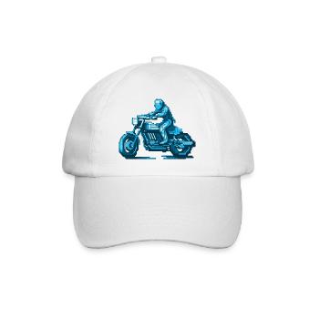 Motorcyclist sits on his machine in 8 bit - Baseball Cap - white/white - Front