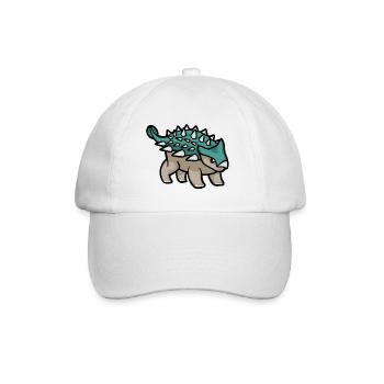 Spikey Boi, süßer Ankylosaurus, Dino, Dinosaurier - Baseballkappe - Weiß/Weiß - Vorne