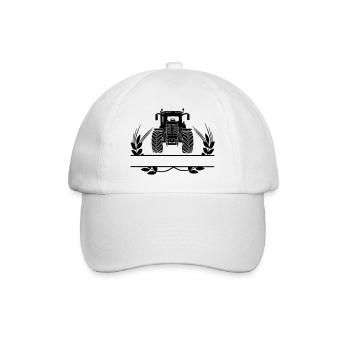 Farm tractor with grain stalks - Baseball Cap - white/white - Front