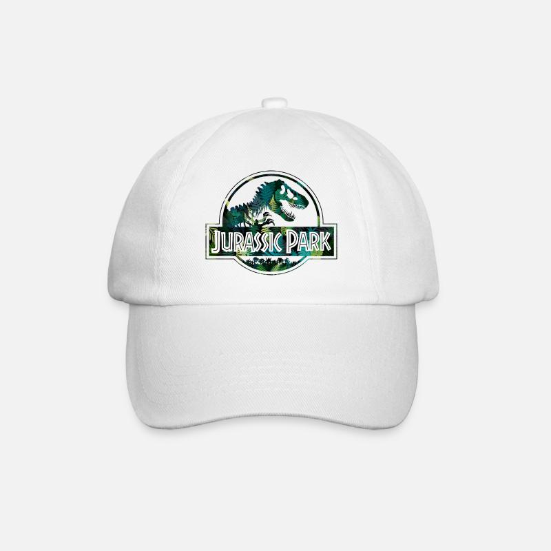 Jurassic Park Logo With T-Rex Leaves Design - Baseball Cap - white/white