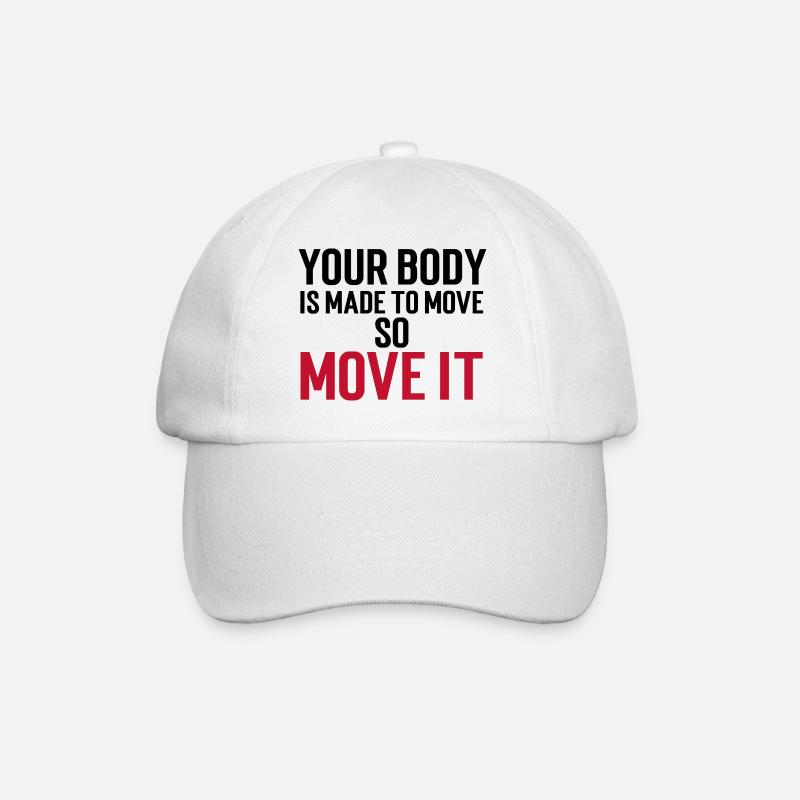 Your Body Is Made To Move - So Move It Schwarz/Rot - Baseballkappe - Weiß/Weiß