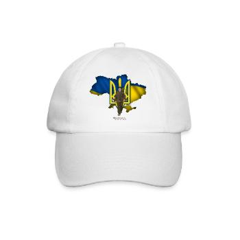 Ukraine outline trident Zelensky - Baseball Cap - white/white - Front