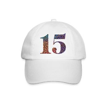15th Birthday Leopard - Baseball Cap - white/white - Front