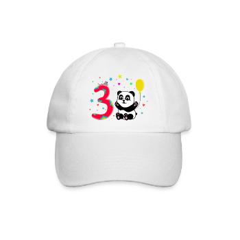 Dritter Geburtstag 3. Jahre Panda süßes Geschenk - Baseballkappe - Weiß/Weiß - Vorne