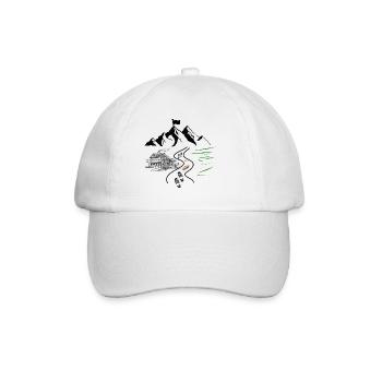 Wandern - Bergdesign mit Wanderweg - Baseballkappe - Weiß/Weiß - Vorne