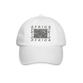 Background with a zebra motif with the text AFRICA - Baseballkappe - Weiß/Weiß - Vorne